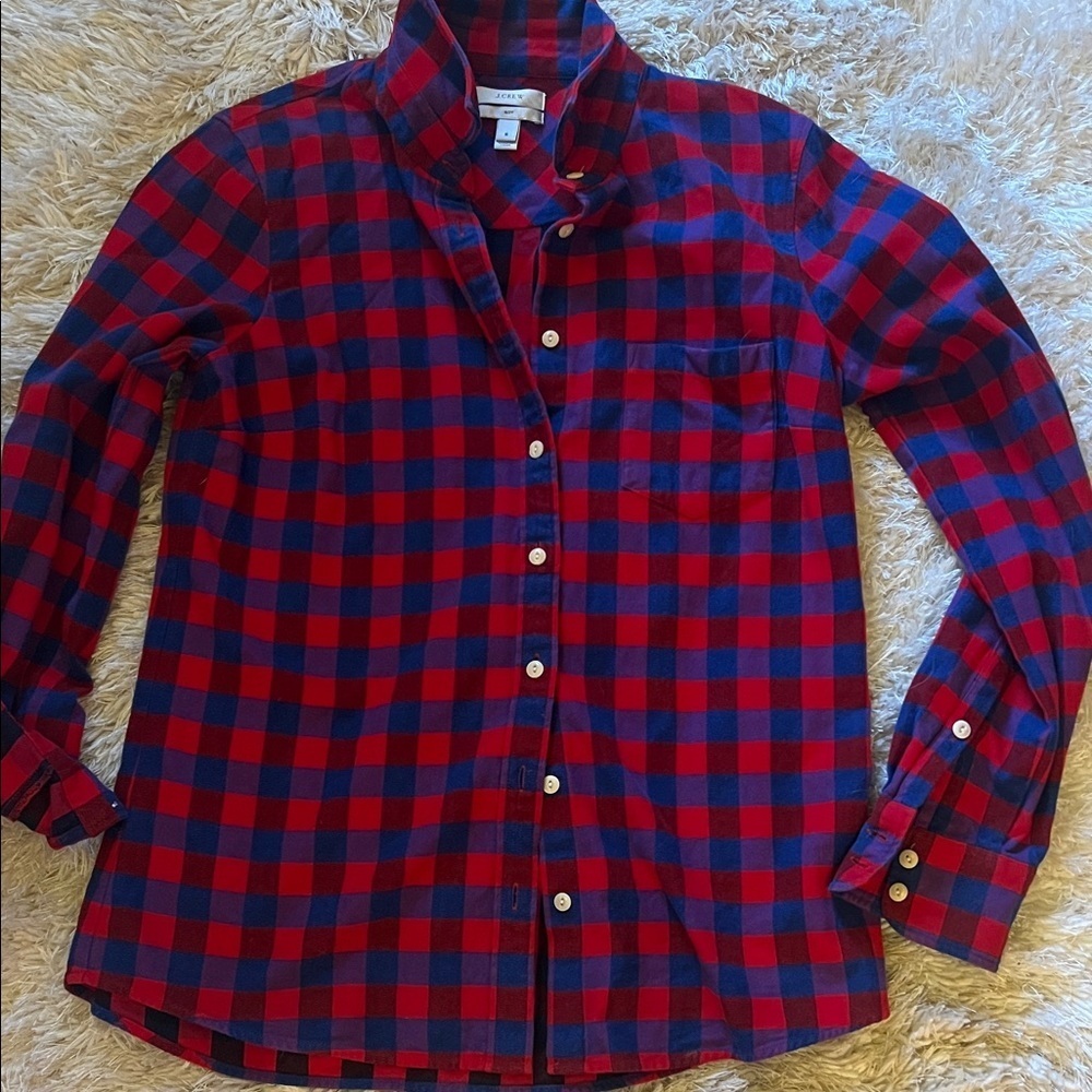 J. Crew Flannel Red and Navy Checkered Shirt
SzS